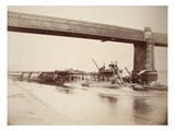 Runcorn Bridge, Making Concrete Wall (Sepia Photo) Giclee Print by Thomas Birtles