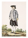 Gentleman in Grey Walking Suit, Engraved by Voysard, Plate No.162 Giclee Print by Pierre Thomas Le Clerc