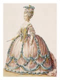 Lady's Gown for the Royal Court, Engraved by Deny, from 'Galeries Des Modes Et Costumes Francais' Giclee Print by Claude Louis Desrais