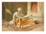 Sikh Priest Reading the Grunth, Umritsar, from 'India Ancient and Modern', 1867 (Colour Litho) Giclée-Druck von William 'Crimea' Simpson