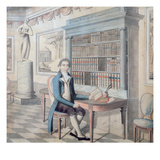 Gentleman Reading in His Library (Gouache on Paper) Giclee Print by  French