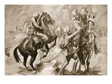 Risaldar Faiz Muhammad Khan and a Sowar Rescuing Two Wounded Sepoys (Litho) Giclee Print by Howard K. Elcock
