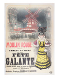 Poster Advertising a 'Fete Galante' at the Moulin Rouge, Montmartre, Paris. Late 19th Century Giclee Print by  Roedel
