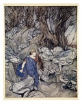 In the Forked Glen into Which He Slipped at Night-Fall He Was Surrounded by Giant Toads Giclee Print by Arthur Rackham