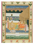 Couple on a Terrace at Sunset, from the Small Clive Album (Opaque W/C on Paper) Giclee Print by  Mughal