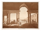 Portico of the Villa Medici, 1833 (Etching with Brown Wash) Giclee Print by Agostino Tofanelli
