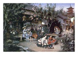 Yoshiwara, Japanese Leisure Area, 1887 (Oil on Canvas) Giclee Print by Harry Humphrey Moore