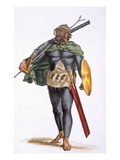 A Warrior of the Cap Verde Islands, from 'History of Travels', 1780 (Hand-Coloured Engraving) Giclee Print by Pierre Duflos