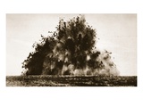 A Large Mine Being Detonated in French Territory During World War One (B/W Photo) Giclee Print by  English Photographer