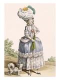 Lady Walking Her Dog, Engraved by Voysard, Plate No.28 Giclee Print by Claude Louis Desrais
