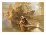 Indian Woman Floating Lamps on the Ganges, from 'India Ancient and Modern', 1867 (Colour Litho) Giclee Print by William 'Crimea' Simpson