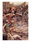 Epaminondas Defending Pelopidas, Illustration from 'Plutarch's Lives for Boys and Girls' Giclee Print by William Rainey