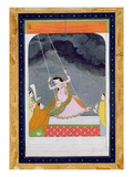A Lady on a Swing, Kangra, Punjab Hills C.1790 (Opaque W/C on Paper) Giclee Print by  Mughal