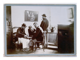 Playing Draughts at Le Relais, Late 19th Century (B/W Photo) Giclée-Druck von Alfred Natanson