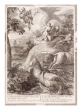 Io Changed into a Cow: Mercury Cuts Off Argus' Head, 1730 (Engraving) Giclee Print by Bernard Picart