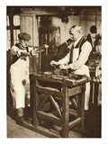 Two Elderly Locksmiths Cutting Key Barrels, from 'Wonderful London', Published 1926-27 Giclee Print by  English Photographer
