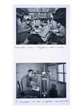 Top: Debenham, Gran and Taylor in their Cubicle. Bottom: Dr Simpson at the Unifilar Magnetometer Giclee Print by Herbert Ponting