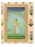 Lady Holding a Flower, from the Small Clive Album (Opaque W/C on Paper) Giclee Print by  Mughal