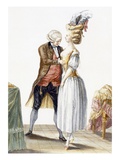Elegant Lady at a Fitting with Her Tailor, Plate from 'Galerie Des Modes Et Costumes Francais' Giclee Print by Pierre Thomas Le Clerc