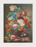 Flowers on a Marble Table Collectable Print by Joseph Nigg