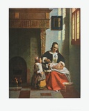 Woman Peeling Apples, e.g.1663 Print by Pieter Hooch