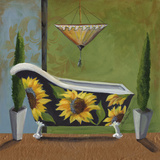 Tuscan Tub in Sunflower Prints by Cat Heartgeaves