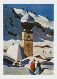 The Church of Aurach - Tyrolian Village Kunstdrucke von Alfons Walde