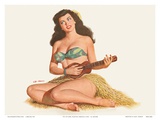 Pin Up Girl Playing Ukelele c.1951 Posters van Al Moore