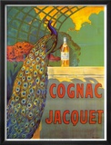 Cognac Jacquet - Affiche vintage avec paon Art par Camille Bouchet