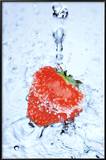 Strawberry on Ice Splash Art Print Poster Print