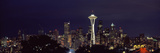 Skyscrapers in a City Lit Up at Night, Space Needle, Seattle, King County, Washington State, USA... Photographic Print by Panoramic Images 