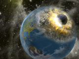 Earth Being Hit by a Planet Killing Meteorite Photographic Print by Panoramic Images 
