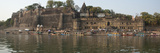 Rajarajeshwara Temple and Ahilya Fort at the Narmada River, Maheshwar, Khargone, Madhya Pradesh,... Photographic Print by Panoramic Images