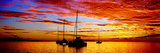 Silhouette of Sailboats in the Ocean at Sunset, Tahiti, Society Islands, French Polynesia Photographic Print by Panoramic Images 