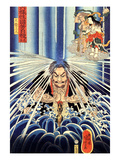Mongaku Doing Penace at the Nachi Waterfall Giclee Print by Kuniyoshi Utagawa