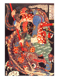 Miyamoto Musashi Killing a Giant Nue Giclee Print by Kuniyoshi Utagawa