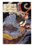Uneme Is Exorcising the Monstrous Serpent from the Lake Giclee Print by Kuniyoshi Utagawa