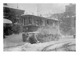 New York Trolley Car Makes its Way During the Blizzard of 1922 Posters