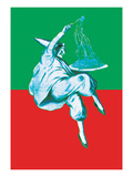 Pierrot and Pasta in Red and Green Plakat af Sara Pierce Pierrot and Pasta in Red and Green Plakat af Sara Pierce