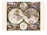 Stereographic Map of the World with Polar Projections Posters by Frederik de Wit
