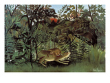 The Hungry Lion Throws Itself on the Antelope Pôsters por Henri Rousseau The Hungry Lion Throws Itself on the Antelope Pôsters por Henri Rousseau