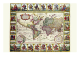 World Map of Lands and Waterways Kunstdrucke von Nicolas Visscher