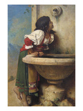 Roman Girl at a Fountain Posters by Leon Bonnat