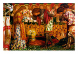 How Sir Galahad, Sir Bors and Sir Percival Were Fed with the Sanc Grael Print by Dante Gabriel Rossetti
