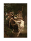 Ninfas y sátiro Póster por William Adolphe Bouguereau