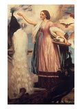 A Girl Feeding Peacocks Posters by Frederick Leighton