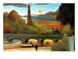Eiffel Tower at Sunset Poster tekijänä Henri Rousseau Eiffel Tower at Sunset Poster tekijänä Henri Rousseau