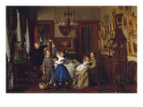 The Contest for the Bouquet: the Family of Robert Gordon in their New York Dining-Room, 1866 Print by Seymour Joseph Guy