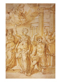 Sibylle Announcing the Birth of Christ to Emperor Augustus by Riccio Prints by Andrea Riccio