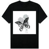Greyscale Print of Butterfly on Flowers Vêtements